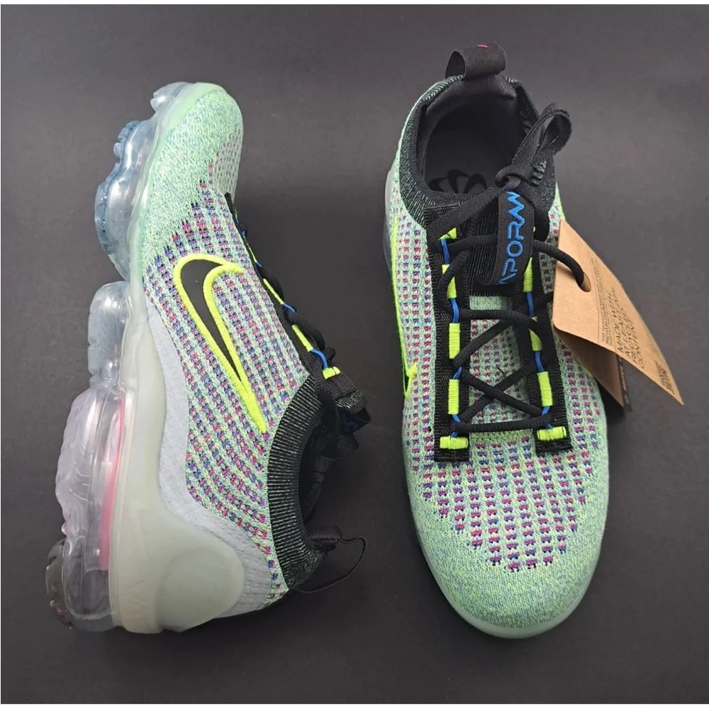 Nike Air VaporMax 2021 FK GS‎ Volt Photo Blue Woman’s Shoes Sz 7 / 5.5 Youth NWT